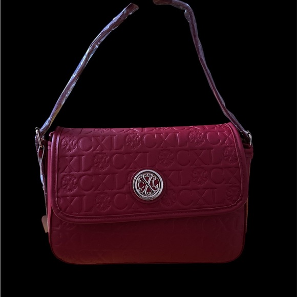 Christian Lacroix Deep Red Embossed Shoulder Bag